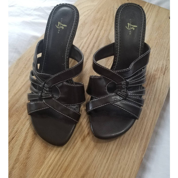 Lifestride Brown Mystery Strappy Wedge Sandals Sz 7 - Picture 2 of 9